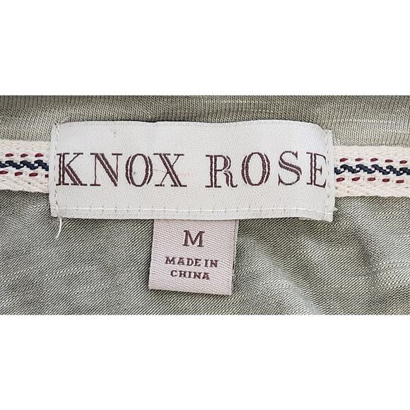 Knox Rose Green Heathered Ruffled Short Sleeves Top Medium Lightweight Stretch - Picture 4 of 5